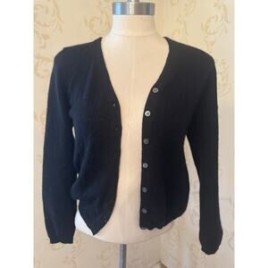 Liz Claiborne Cashmere Black Cardigan Dot Sweater PS